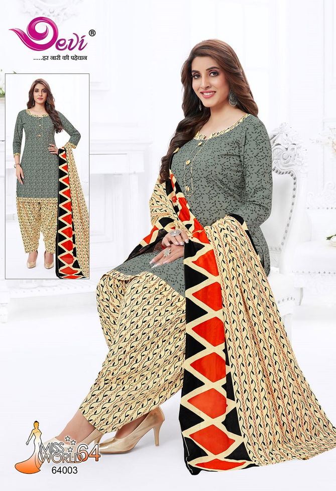 Devi Miss World 64 Wholesale Printed Cotton Dress Material Catalog
